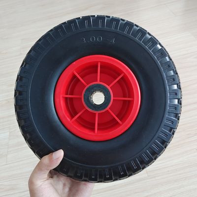 300-4 κόκκινη λαστιχένια ρόδα πλαισίων Wheelbarrow κάρρων κήπων ροδών 10 ιντσών πνευματικές ρόδες