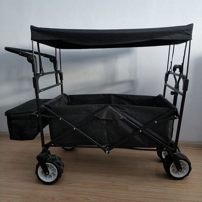 Ο Μαύρος που διπλώνει το βαγόνι εμπορευμάτων 600D παραλιών που διπλώνει το βαγόνι εμπορευμάτων με τη λαβή κάλυψης και ώθησης