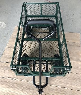 50L Utility Mesh Steel Garden Cart Folding Utility Wagon με αφαιρούμενες πλευρές και τροχούς 4,10/3,50-4 ιντσών