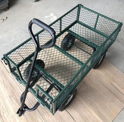 50L Utility Mesh Steel Garden Cart Folding Utility Wagon με αφαιρούμενες πλευρές και τροχούς 4,10/3,50-4 ιντσών