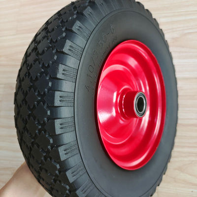 3.50-6 ροδών κόκκινες χάλυβα πλαισίων σάκων ρόδες καροτσακιών χειραμάξιων λαστιχένιες πνευματικές 10 ίντσα