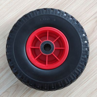 300-4 κόκκινη λαστιχένια ρόδα πλαισίων Wheelbarrow κάρρων κήπων ροδών 10 ιντσών πνευματικές ρόδες
